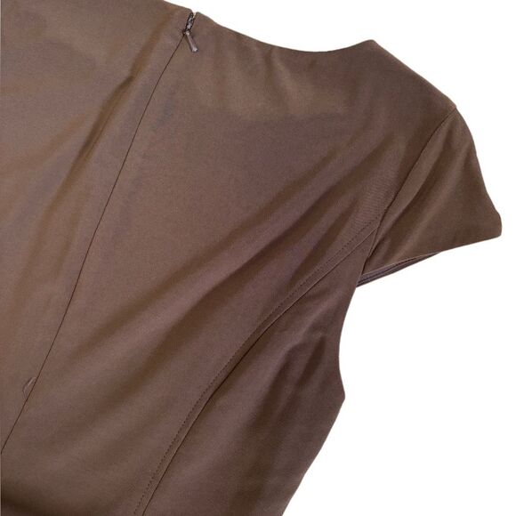 Anne Klein Brown Fit & Flare Dress with Belt | Cap Sleeve | Size 8 - Picture 9 of 13